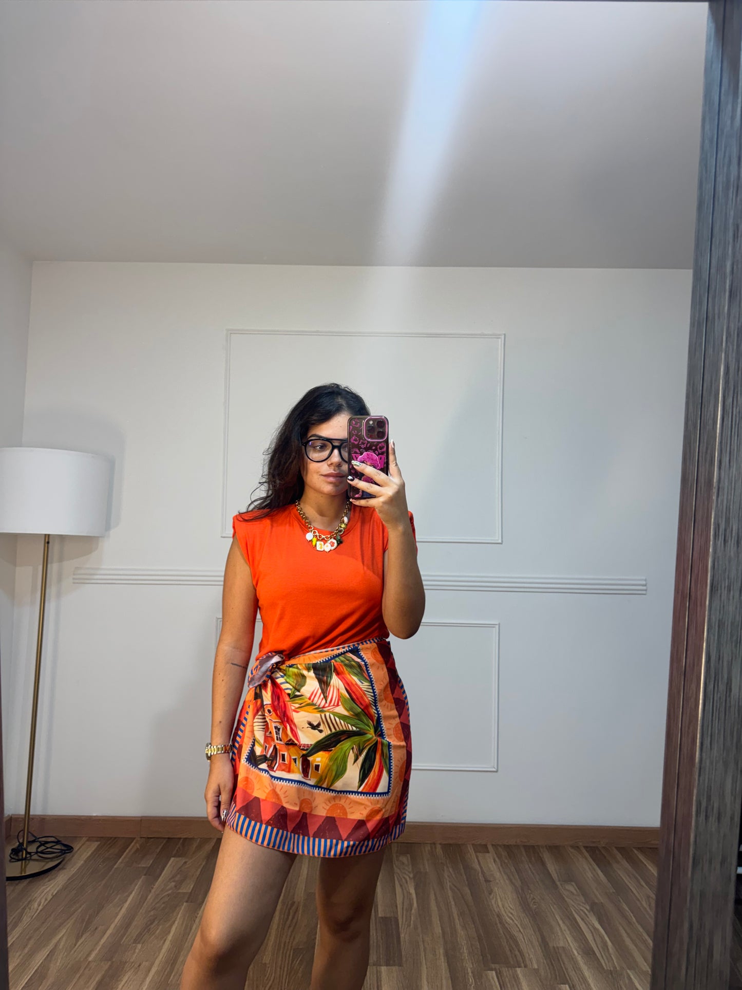 FALDA PAREO CORTA NARANJA