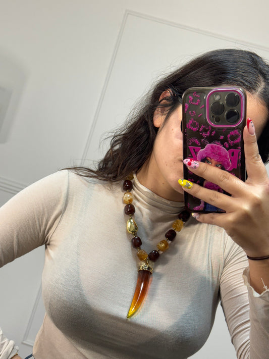 COLLAR CUERNO PIEDRAS